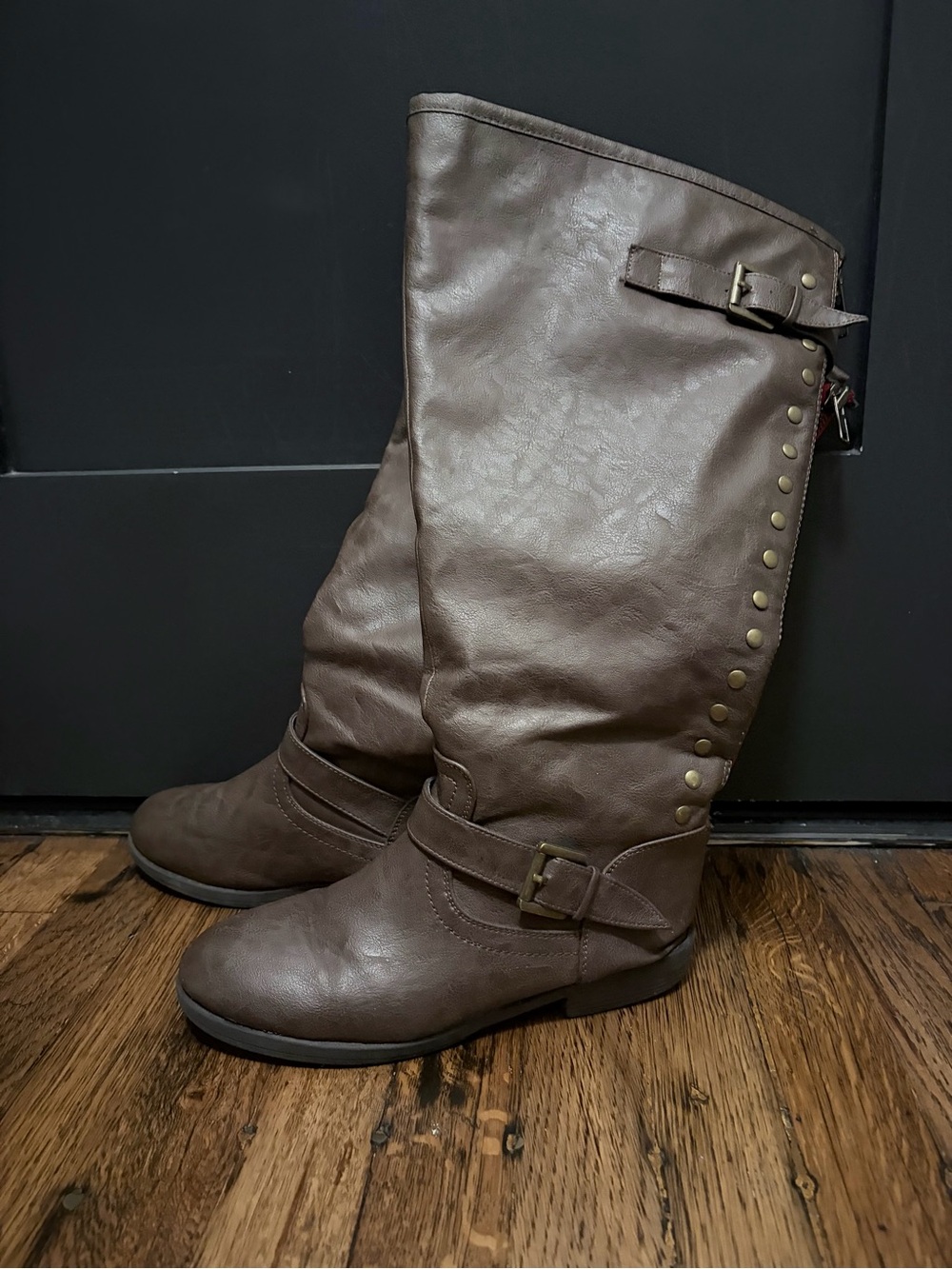 Women's brown wide calf tall boots